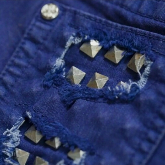 Affliction Studded Denim Cut-off Short Shorts- 24 - Picture 6 of 15